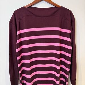 Lou & Grey Signature Soft Striped Pink and Brown Women's Top M